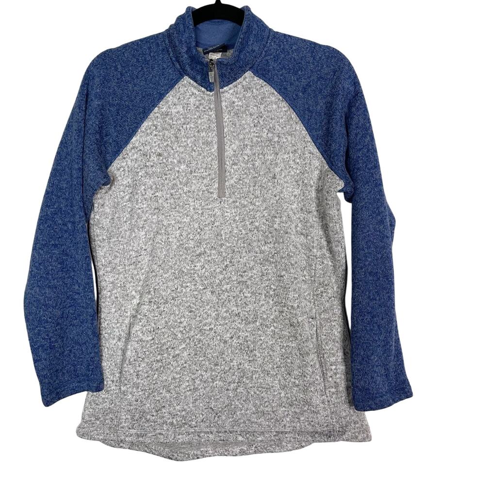 Charles River Apparel Womens Medium M Blue Gray Heather 1/4 Zip Fleece Pullover